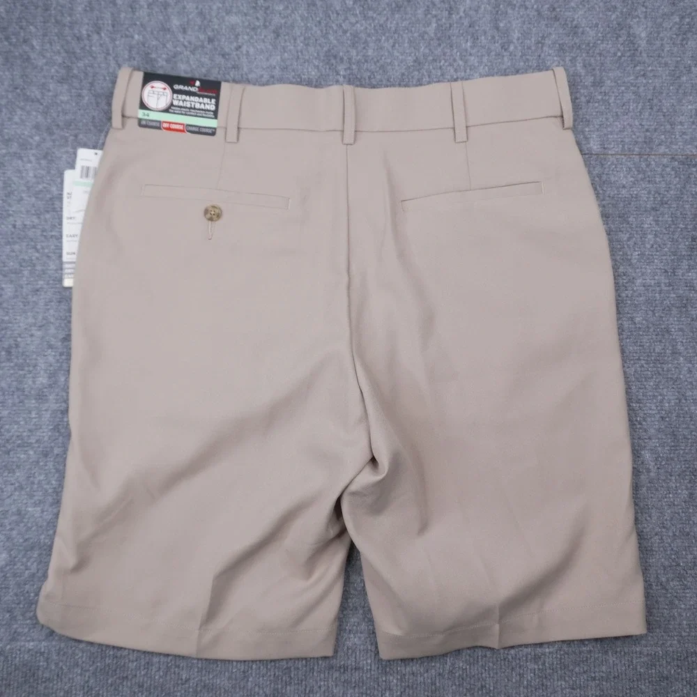 Grand Slam Performance Golf Shorts Men 34 Tan Expandable Waist UPF 50 GSBF8063KO